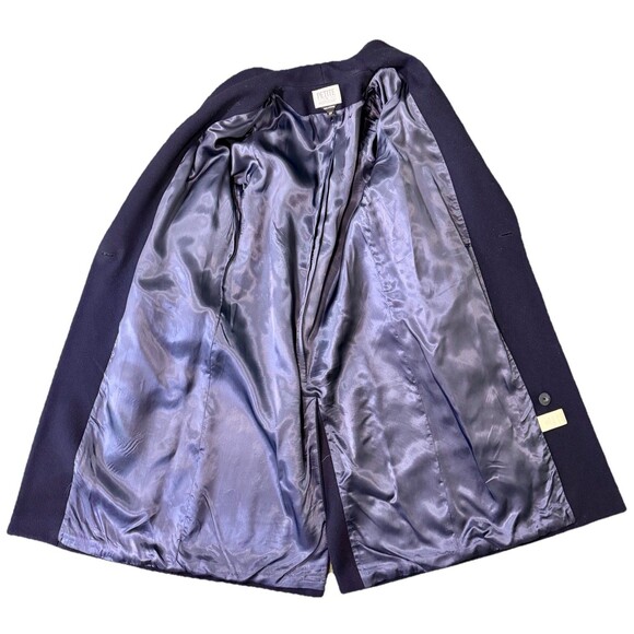 Women’s Navy Wool Coat Long Oversized Shawl Collar Double Breasted Sz12 Petite - Picture 5 of 10